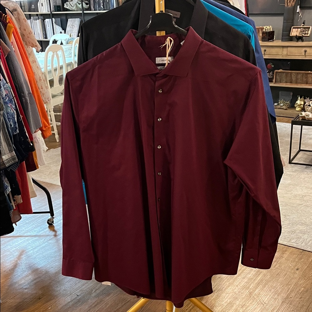 Calvin Klein Deep Burgundy Dress Shirt
